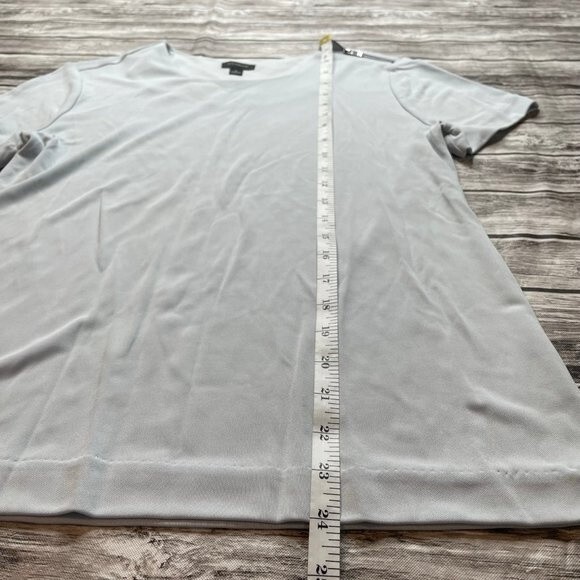 Ann Taylor Zip Zipper Shoulder Blouse Shirt Top Light Pale Blue S SM Small Basic - Picture 11 of 11